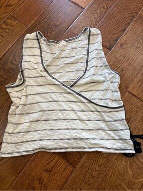 Gilded Intent White Crop Tank with Black Stripe Trim